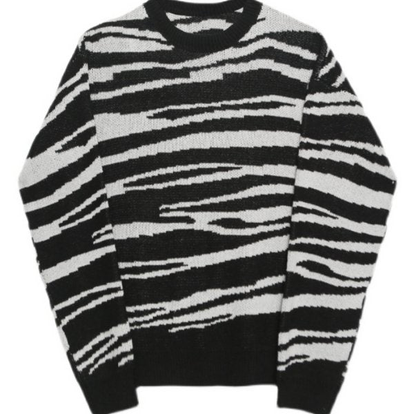 ラウンドネックゼブラプリントルーズセーター WMD1062 - WAMODA