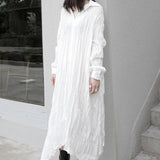 クリンクルデザインロングスカートシャツドレス WMD1101 - WAMODA