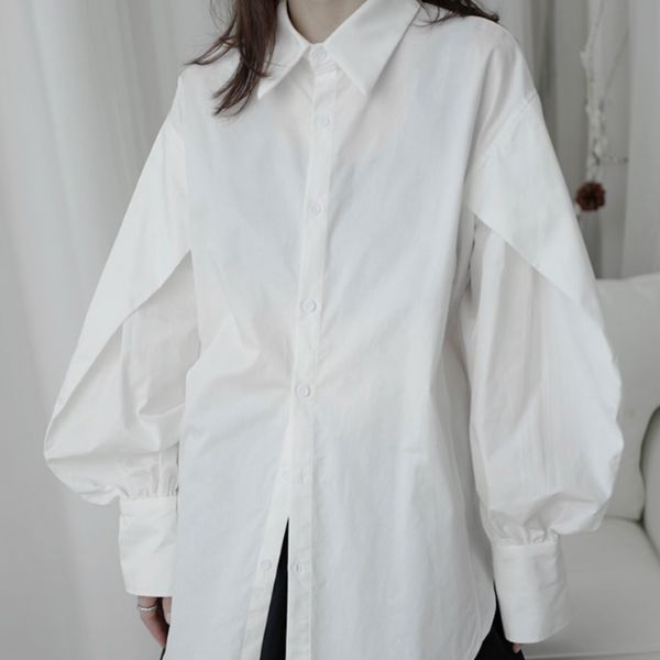 デザインスリーブシンプルオーバーサイズシャツ WMD1410 - WAMODA