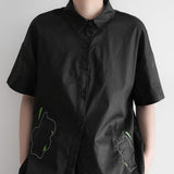 刺繍パッチワーク半袖ブラウス WMD20041 - WAMODA