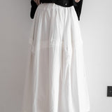ホワイトメッシュパッチデザインギャザーフレアスカート WMD20072 - WAMODA
