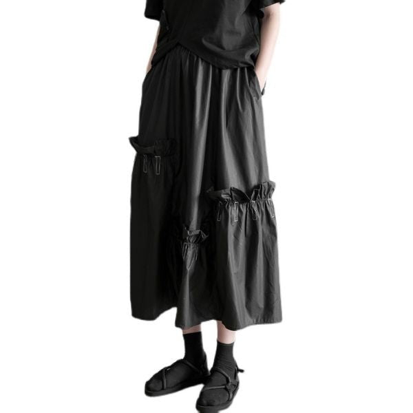 フリルデザインハイウエストロングスカート WMD20081 - WAMODA