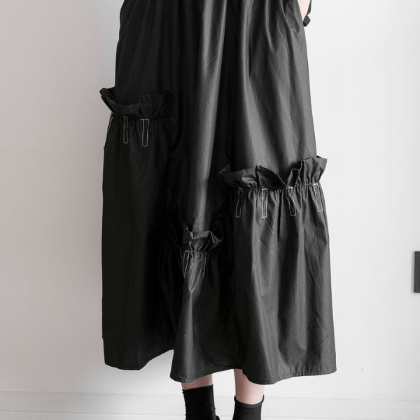 フリルデザインハイウエストロングスカート WMD20081 - WAMODA