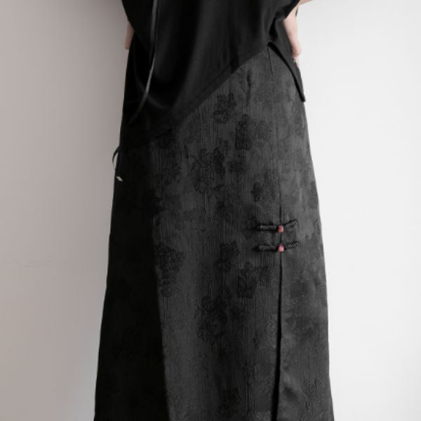 フラワーエンボススリットロングスカート WMD20082 - WAMODA