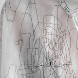 カーブボタンラインアート柄半袖ブラウス WMD20092 - WAMODA