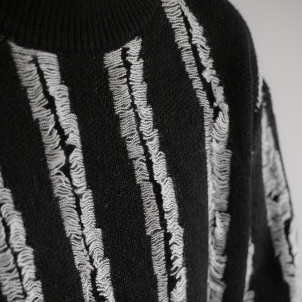 ブラッシュドストライプ柄ニットセーター WMD20121 - WAMODA