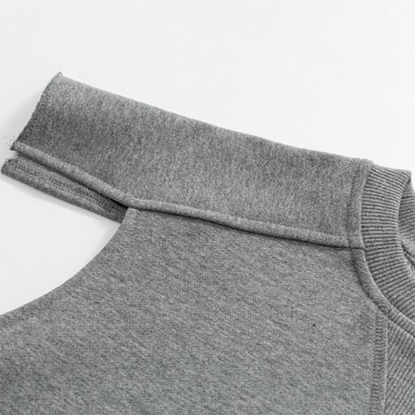 [SIMPLE BLACK] Long shoulder patch no sleeve sweatshirt WMD26023