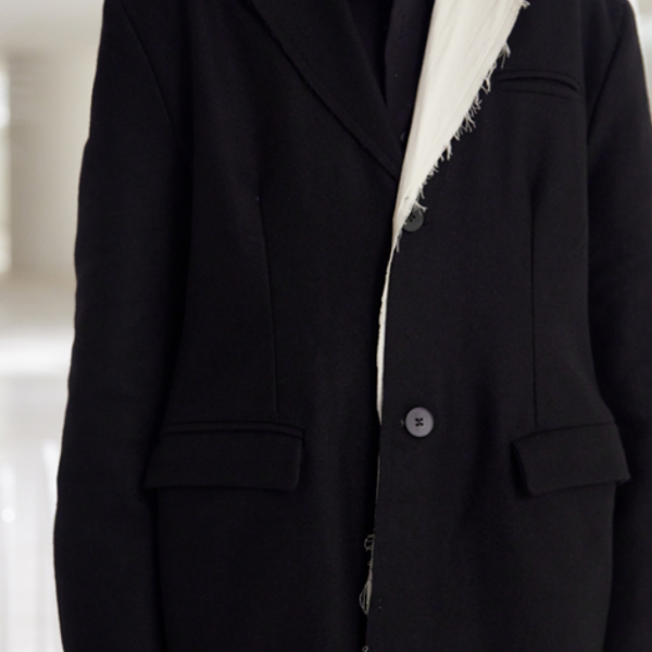 Couleur asymétrique Bloquant le manteau de laine WMD3037