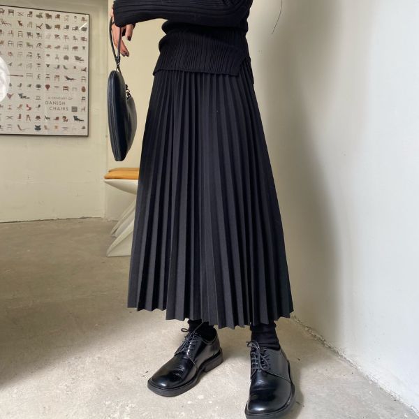 ウエストゴムプリーツロングスカート WMD37006 - WAMODA