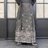 水墨画デザインプリーツロングスカート WMD7064 - WAMODA
