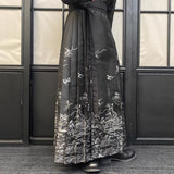 水墨画デザインプリーツロングスカート WMD7064 - WAMODA